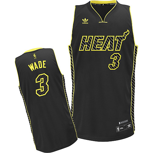  NBA Miami Heat 3 Dwyane Wade Electricity Fashion Swingman Black Jersey